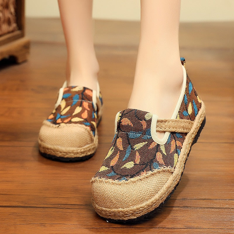 2021 New Spring/autumn Retro Handmade Cotton Hemp Casual Round Toe Linen Cotton Shoes Womens Flat Shoes Fisherman