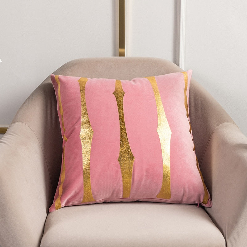 2021 Fashion Striped Pillowcase Festival Home Bronzing Sofa Cushion Cover 45x45cm Car Soft Fabric Lumbar Pillow Cases Decorative