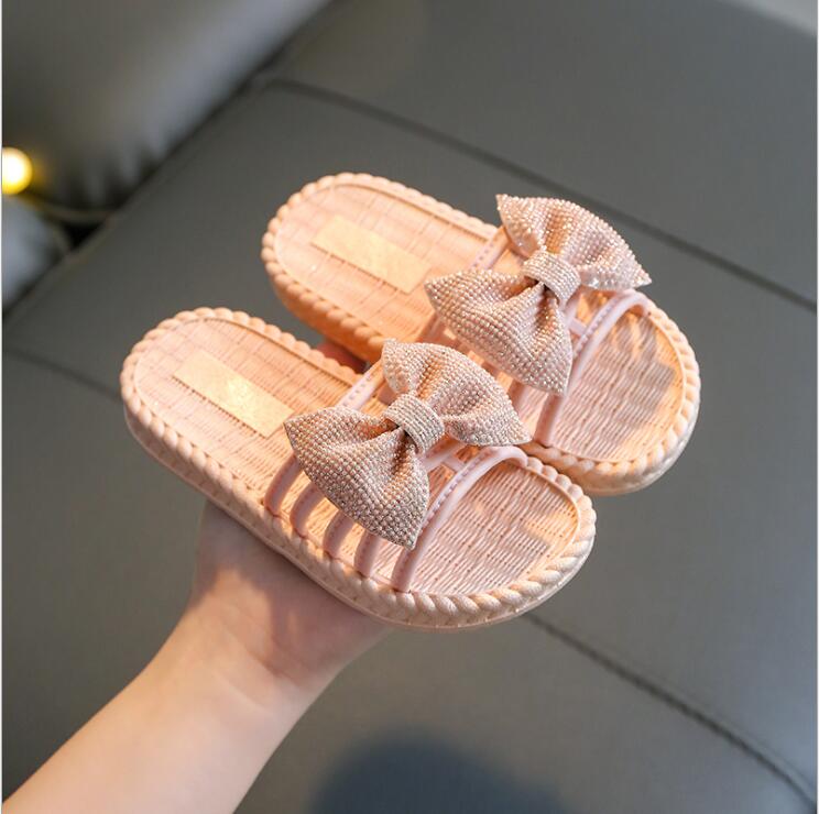 New Summer Girls Sandals Slides Kids Beach Sandals Pleated Ruffles Princess Sweet Kids Slippers for Bath Swimming Indoor Outdoor