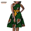 autumn women african dress AFRIPRIDE private custom sleeveless knee-length A-Line pleated casual dress pure cotton A722584 - Surprise store