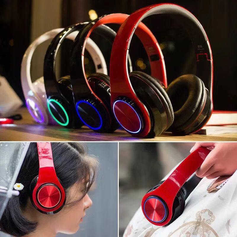 B39 Bluetooth Headphones Portable Folding Headset mp3 player With Microphone LED Colorful Lights wireless Headphone - Surprise store