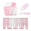 2021 Solid Unisex New Born Baby Boy Clothes Bodysuits+Pants+Hats+Gloves Baby Girl Clothes Cotton Clothing Sets Roupa de bebe