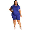 Big Beautiful Women Summer Set T Shirt+Shorts Set Female 2 Piece Outfits Plus Size Suit Oversize Women Two Piece Sets Tracksuit