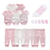 2021 Solid Unisex New Born Baby Boy Clothes Bodysuits+Pants+Hats+Gloves Baby Girl Clothes Cotton Clothing Sets Roupa de bebe