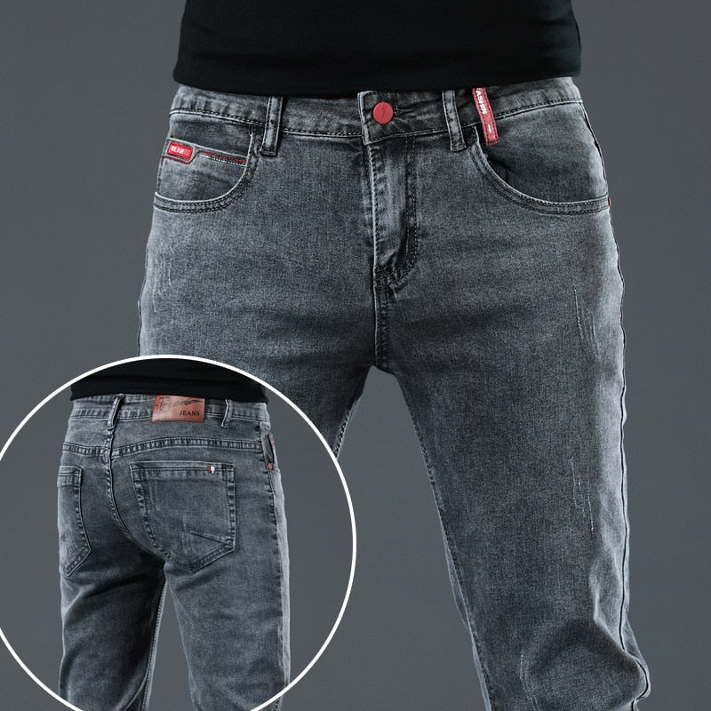 Brand 2020 New Arrivals Jeans Men Quality Casual Male Denim Pants Straight Slim Fit Dark Grey Men's Trousers Yong Man