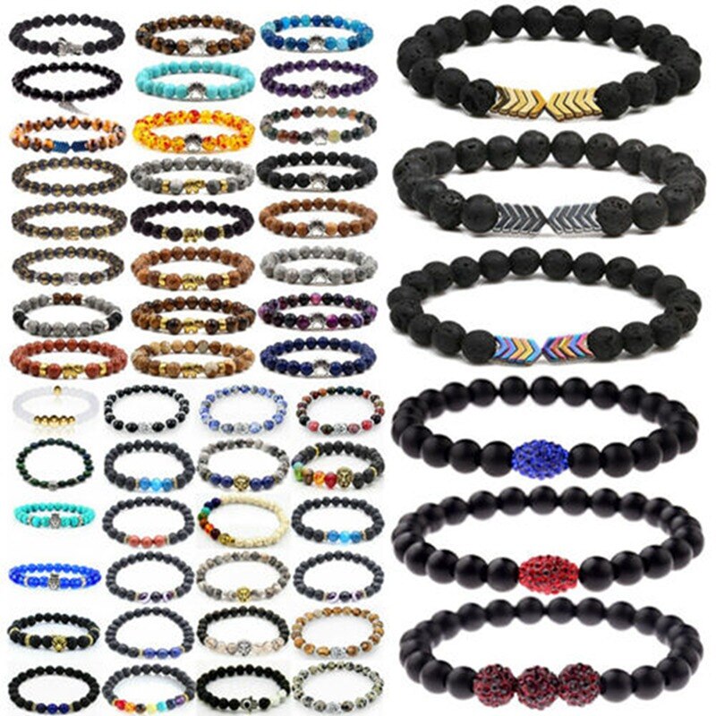 Wholesale Lots 15 Pcs Mixed Bracelets Natural Stone Stretch Women Men Bracelets