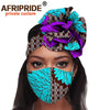 African 2 Piece for Women Headband Headwear Floral Turban Head Scarf Ladies Head Wrap Hair Accessories Match Print Mask A20H015