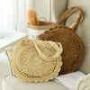 Hand-Woven Straw Bag Women Handmade Hollow Handbag Circle Shape Rattan Bag Big Capacity Summer Handbag Casual Travel Beach Bag