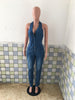 Backless Jeans Rompers Sexy Women Halter Bodycon Blue Denim Pencil Jumpsuit Overalls