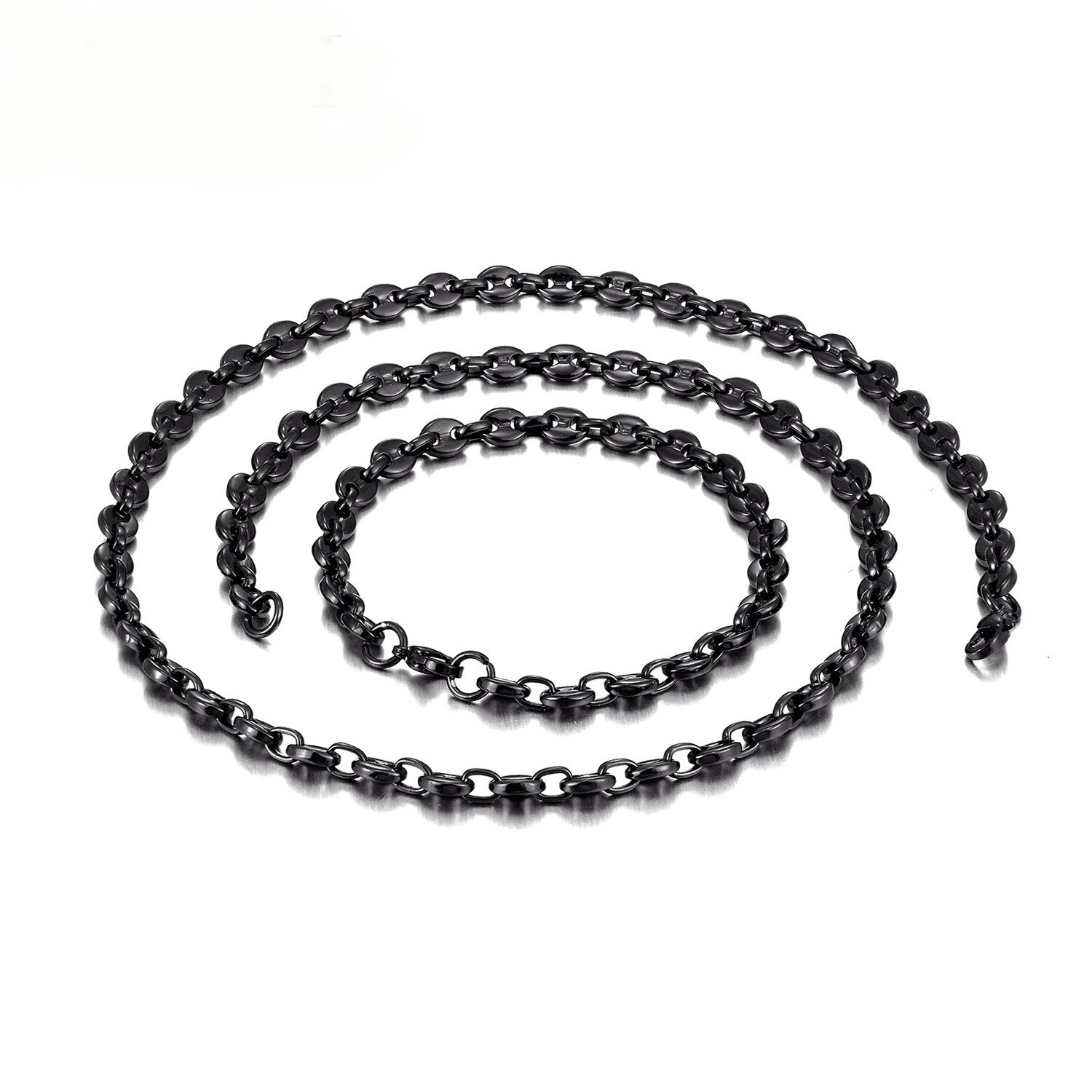 Coffee Beans Chains Necklaces Bracelets Set Stainless Steel Jewelry For Men Women 6MM 8MM 11MM 13MM Hiphop Statement USENSET