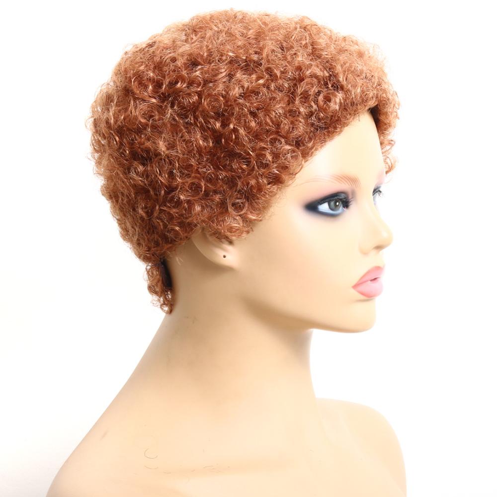 Full Machine Short Afro Curly Human Hair Wigs for Women Middle Ratio 150% Density Brazilian Remy Human Hair Wig