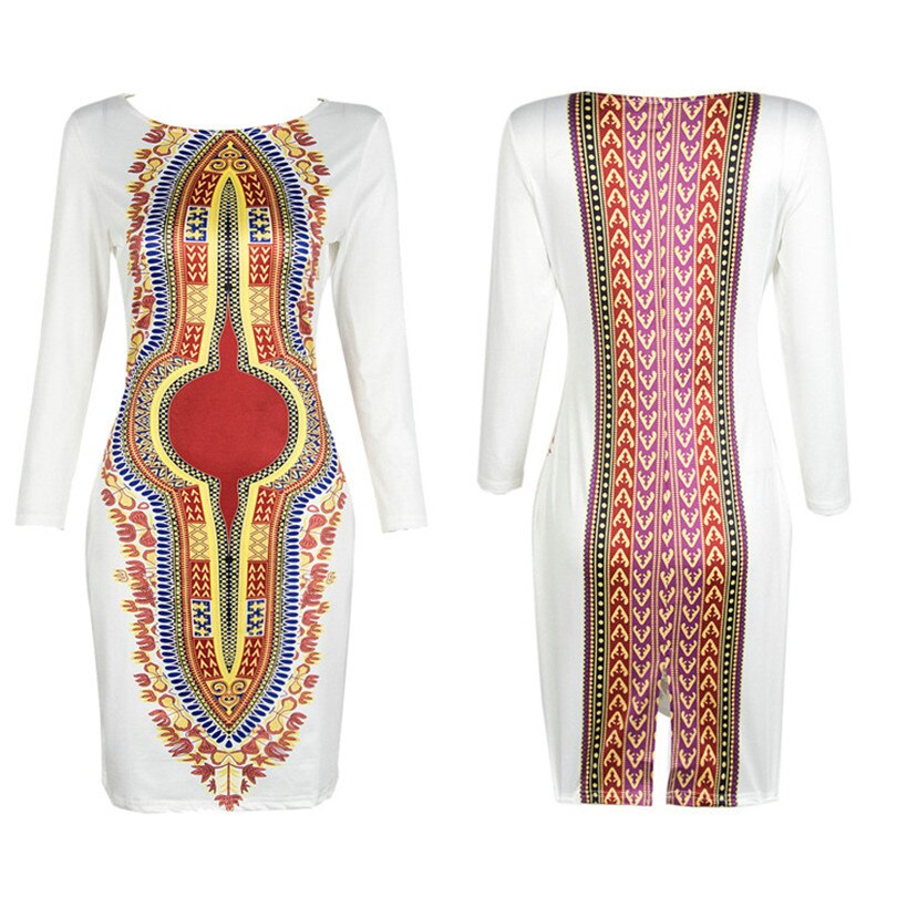 Dashiki African Dresses For Women 2019 Spring Summer Autumn Elastic Plus Size Bodycon Dress Ladies Traditional African Clothes