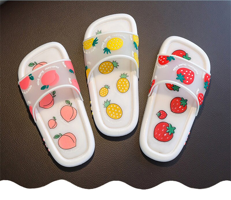 Cartoon Fruit Slippers Kids Boy Girl Summer Outdoor Sandals Baby Cute Indoor Bedroom Shoes Antiskid Bathroom Slippers for Shower