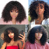 Water Wave Human Hair Wigs With Bangs Wavy Pixie Cut Short Bob Curly Human Hair Wig Brazilian Full Machine Made Wigs For Women