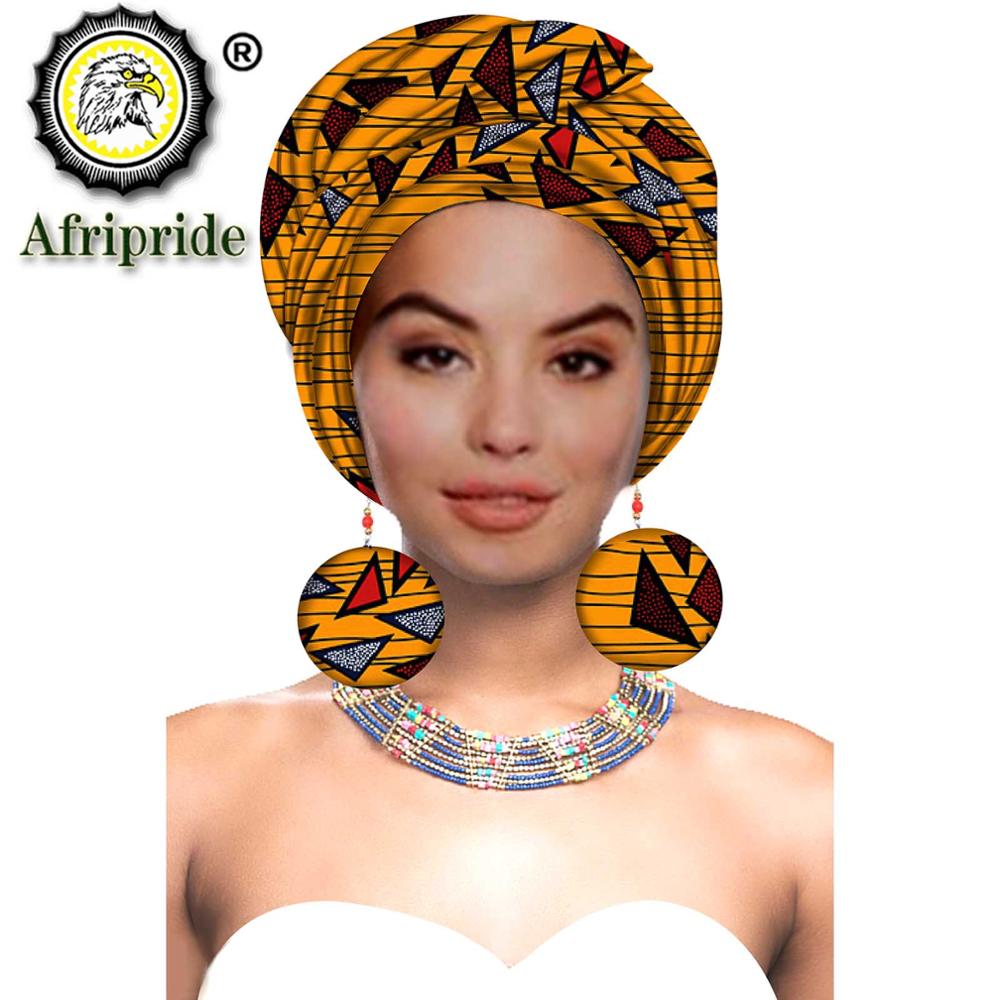 African Turbans African Headwraps for Woman African Headscarf Nigerian Headtie with Matching Earring Dashiki Ankara Wax S20H004