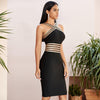 Evening Party Sexy Bandage Dress New Summer Striped Halter Backless Stretch Bodycon Dresses High Quality Women Clothing Vestidos - Surprise store