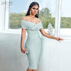 ADYCE New Summer Off Shoulder Bandage Dress Women 2020 Sexy Short Sleeve Midi Bodycon Club Celebrity Runway Party Dress Vestidos - Surprise store