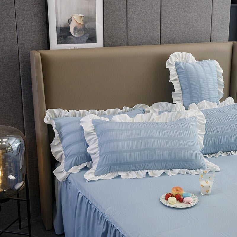 New Style High Quality Princess White Bedding Article Pillow Cover Ruffle Pillow Case Cushion Cover Sleep Pillowcase #/
