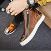 Sneakers Men High Top Microfiber Platform Shoes Brand Fashion Printmens Shoes Black PU Hot Footwear Male Vulcanize Shoes D5-17 - Surprise store