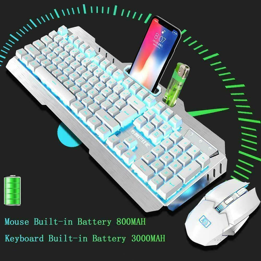 K670 Wireless Rechargeable Gaming Keyboard + Mouse Set LED Backlit Mechanical Feel USB Keyboards Mice Combos - Surprise store