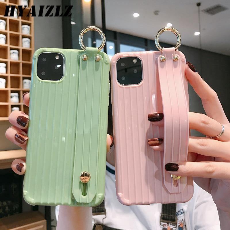 XR X Suitcase Style Case for iPhone 11 Pro Max XS 6 7 8 Plus Soft TPU Phone Capa with Wrist Strap Kickstand Function Back Cover - Surprise store