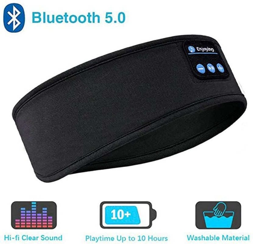 Wireless Bluetooth 5.0 Music Headband Sleep Headphones MIC Hat Man Women Hands-free Sleeping Sports Earphone for Side Sleepers