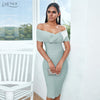 ADYCE New Summer Off Shoulder Bandage Dress Women 2020 Sexy Short Sleeve Midi Bodycon Club Celebrity Runway Party Dress Vestidos - Surprise store