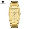 2021 WWOOR Luxury Gold Full Steel Watches Mens Square Quartz WristWatch For Men Sport Waterproof Week and Date Relogio Masculino