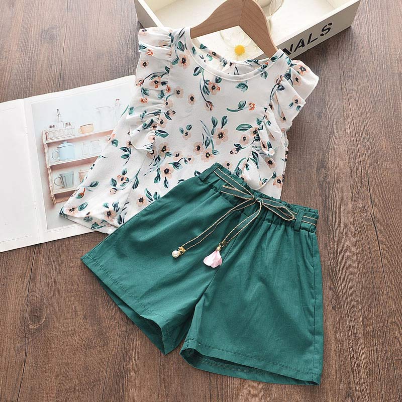 Bear Leader Girls Clothing Sets New Summer Sleeveless T-shirt+Print Bow Skirt 2Pcs for Kids Clothing Sets Baby Clothes Outfits