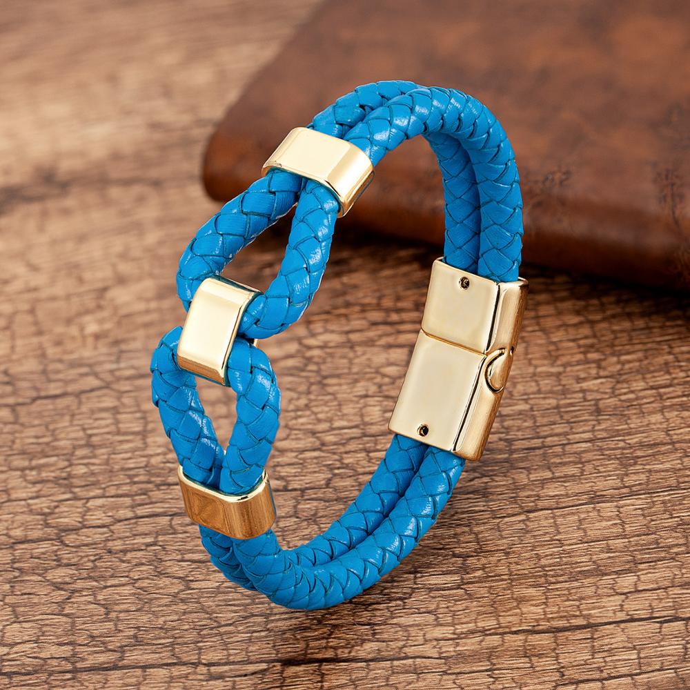 24 Style Classic Men Leather Bracelet Simple Metal Magnetic Button Hand-woven Rope Unisex Women Bangles 2020 Jewelry Accessories