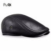 HL041 Men's Leather Baseball Cap Brand New Style Sheep Leather Beret Newsboy Belt Hunting Gatsby Black Caps Hats
