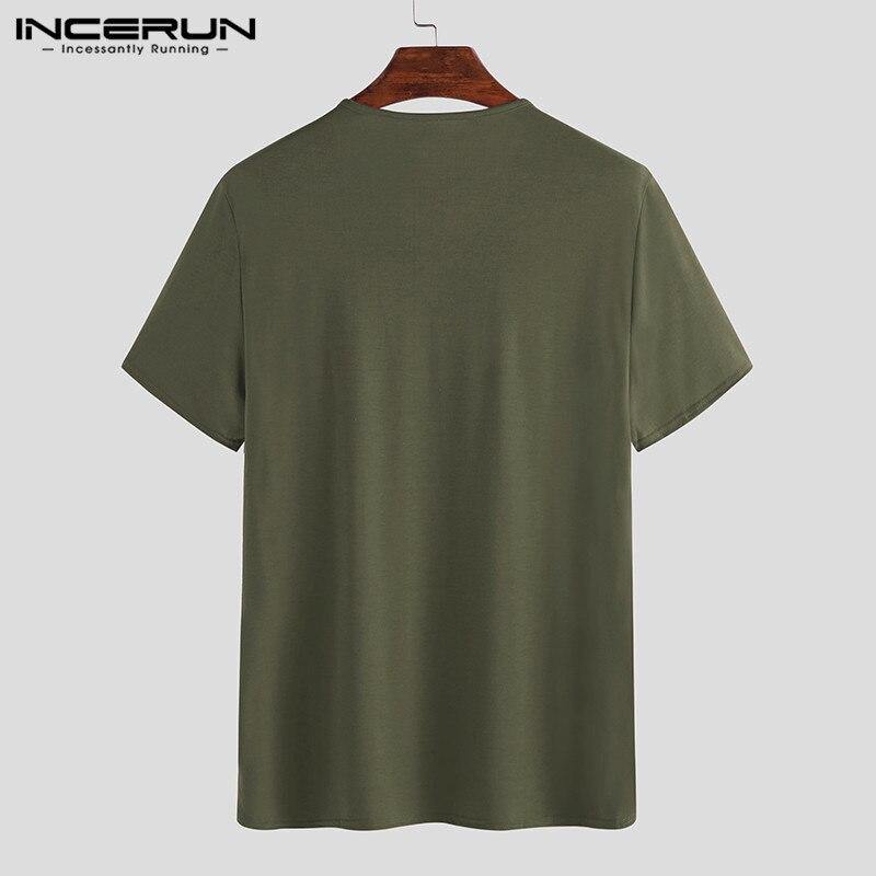 INCERUN Fashion Men Casual T Shirt Short Sleeve Print Patchwork V Neck 2020 African Dashiki Tops Summer T-shirts Men Clothes 5XL - Surprise store