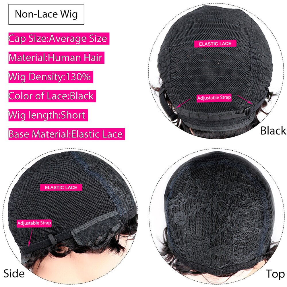 Pixie Cut Wig Human Hair Afro Kinky Curly Human Hair Wig Full Machine Made Short Wig Peruvian Hair Wigs For Women Human Hair