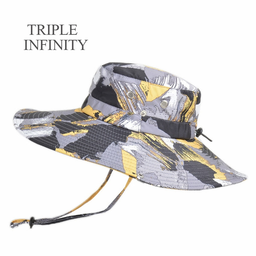 New Fashion Sun Hat Male Sunshade Summer Outdoor Fishing Sun-proof Breathable Foldable Big Wide Brim Men's Panama Hat Bucket Hat