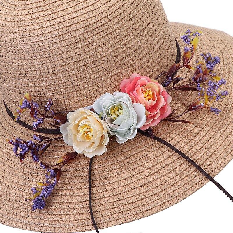 2021 New Summer Female Sun Hat Flower Ribbon Panama Beach Hats For Women Chapeu Feminino Sombrero Floppy Straw Hat - Surprise store