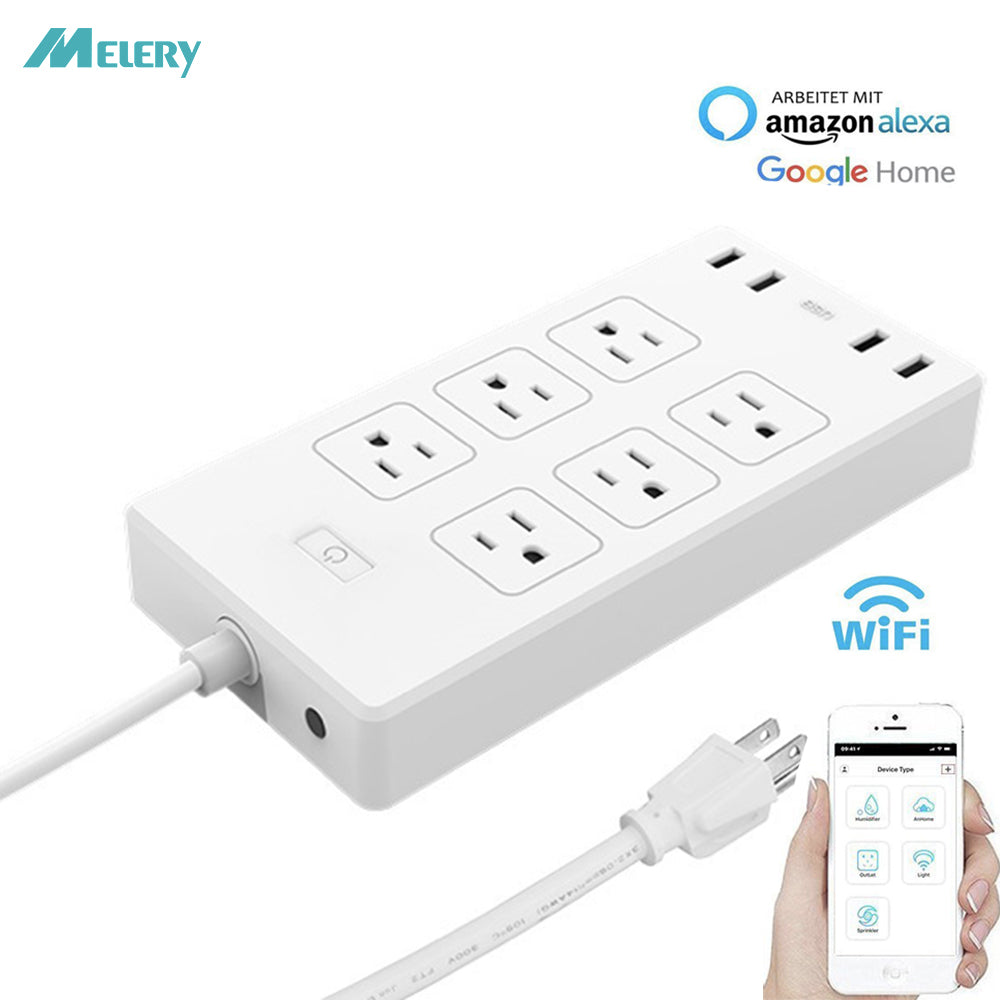 Smart WiFi Power Strip Surge Protector 6 AC US Plug Outlets Sockets with USB Remote Control Homekit Work Alexa Google Home