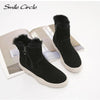 Smile Circle Suede Leather Ankle Boots Women Natural fur Warm Snow Boots Zipper Easy to wear Flat Boots Winter Ladies Shoes - Surprise store