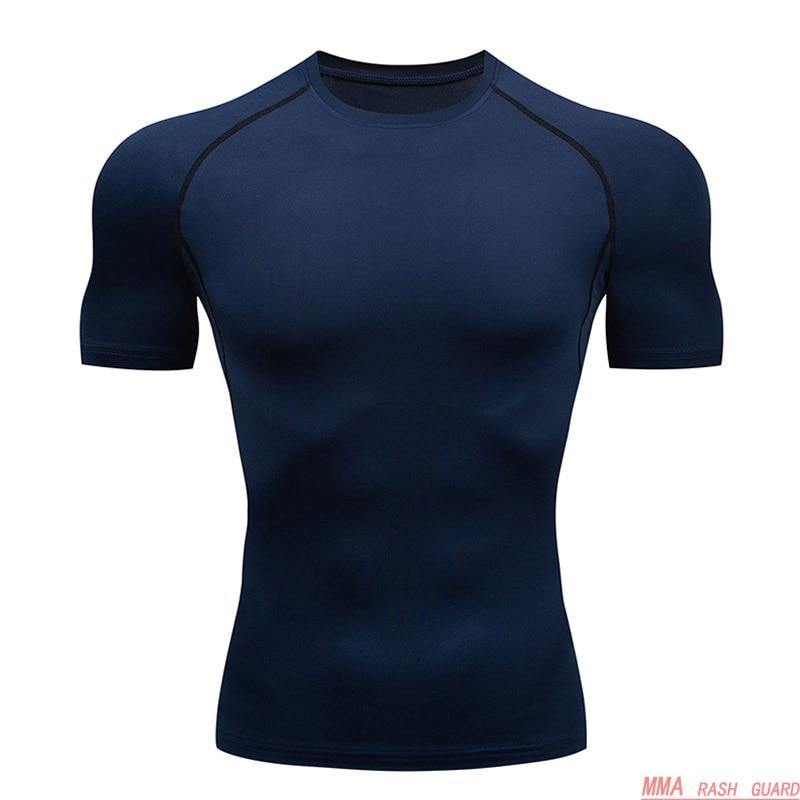 Compression T-shirt Men Running Tights Lycra Tee Shirt Male Bodybuilding Top Black Tees Men's Clothing Short Sleeve T-shirt - Surprise store
