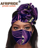 African 2 Piece for Women Headband Headwear Floral Turban Head Scarf Ladies Head Wrap Hair Accessories Match Print Mask A20H015