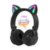 Cute Cat Bluetooth Wireless Headphones With Mic, Pink Girls LED Phone Gamer Headsets Kids Gaming Music Children's Earphones Gift