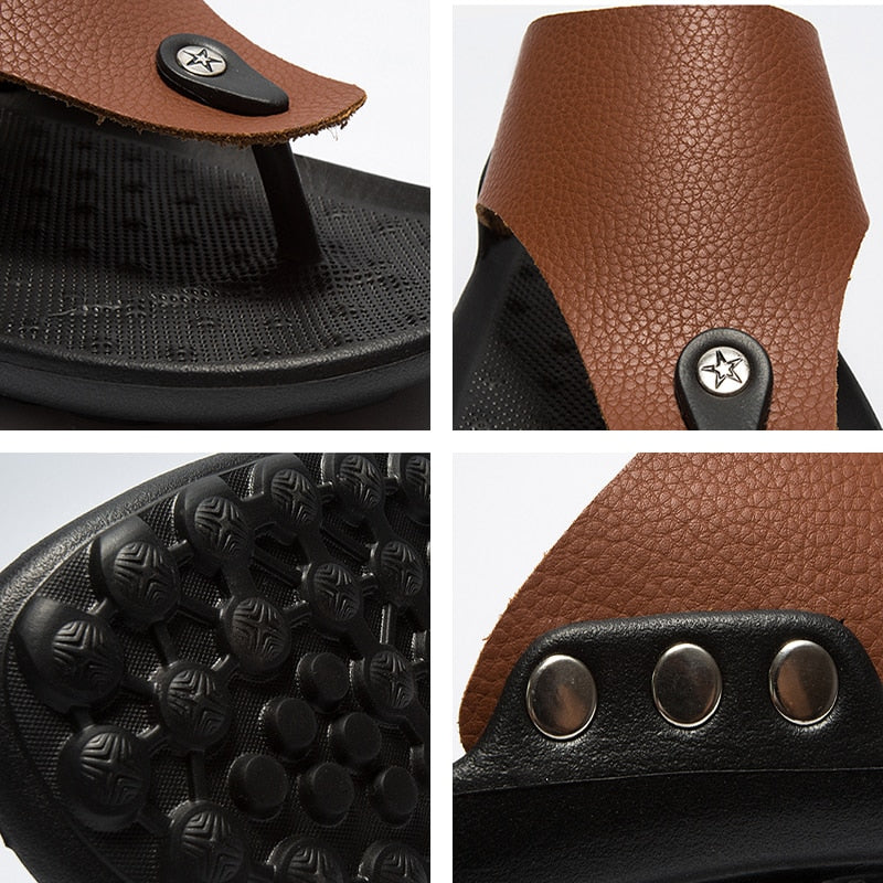 Men Flip Flops Summer Beach Sandals Slippers For Men Flats High Top Non-Slip PU Shoes Men Plus Size 44 Outdoor Casual Shoes 2020