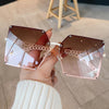 2020 New Fashion Super Large Gradient Sunglasses Ladies Retro Alloy Chain Frame Rivet Square Sunglasses Elegant Ladies Glasses - Surprise store
