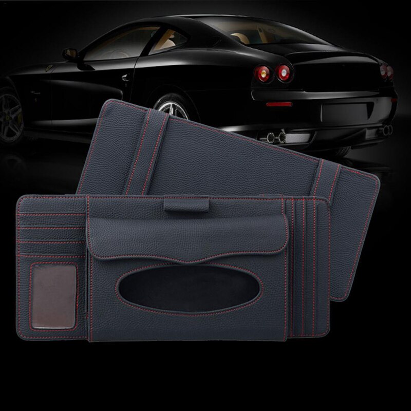 IKSNAIL Multifunction Car Sun Visor Holder Tissue Box CD Storage Organizer Car Styling Card Pen Bill Wallet Interior Pouch Clip