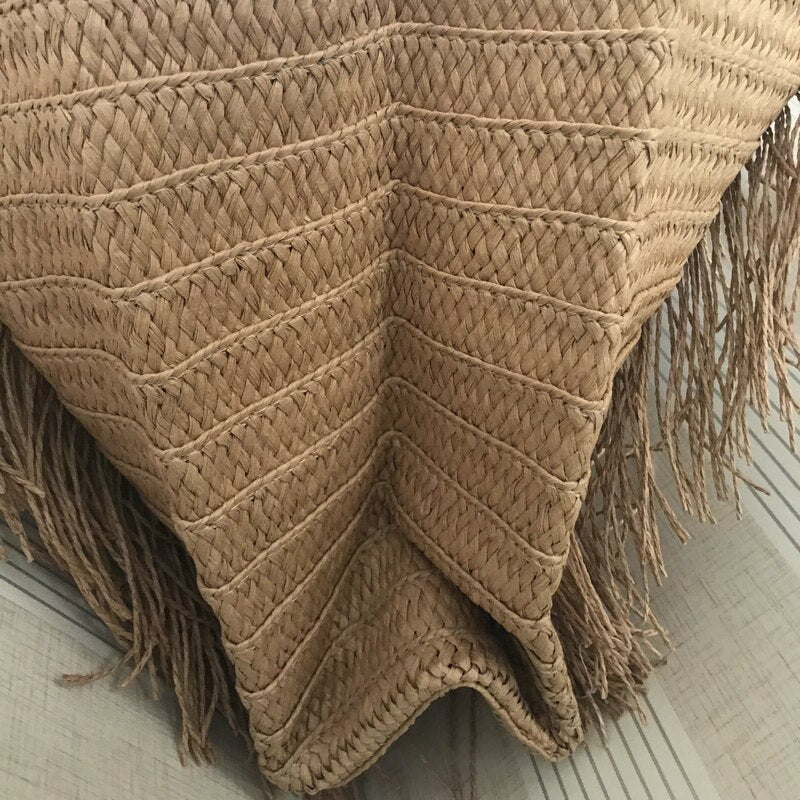 Tassel Straw Woven Tote bags for women Large Capacity Handmade Women Shoulder bag Summer Beach Straw Women's bag Big Handbag N