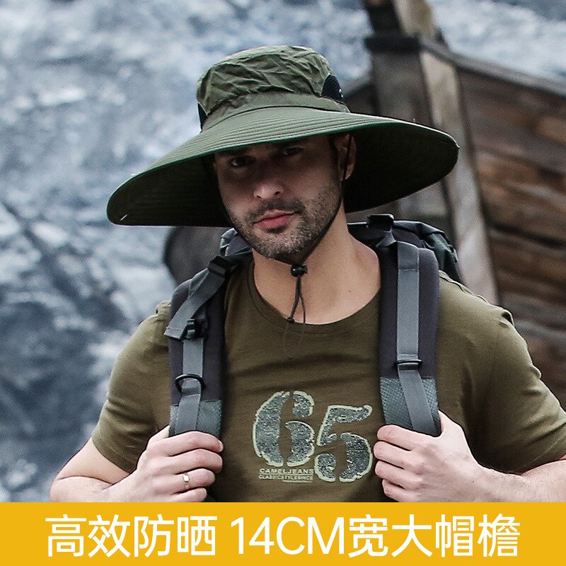 Men's Panama Hat Fisherman Hat Outdoor Breathable Mesh Hiking Hats 9CM Wide Brim Anti-UV Sun Hat Bucket Hat Mountaineering Caps