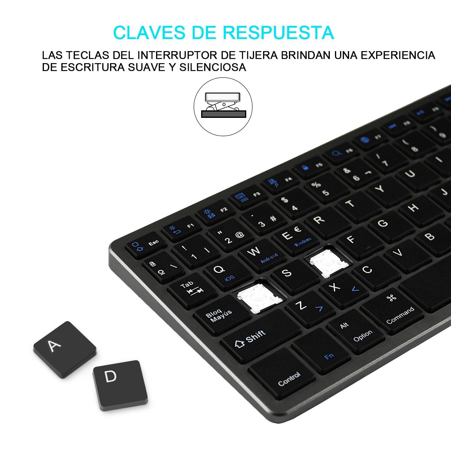 Zienstar Spanish Wireless Bluetooth Keyboard for Ipad,MACBOOK,LAPTOP,Computer and Android Tablet ,Rechargeable Lithium Battery - Surprise store