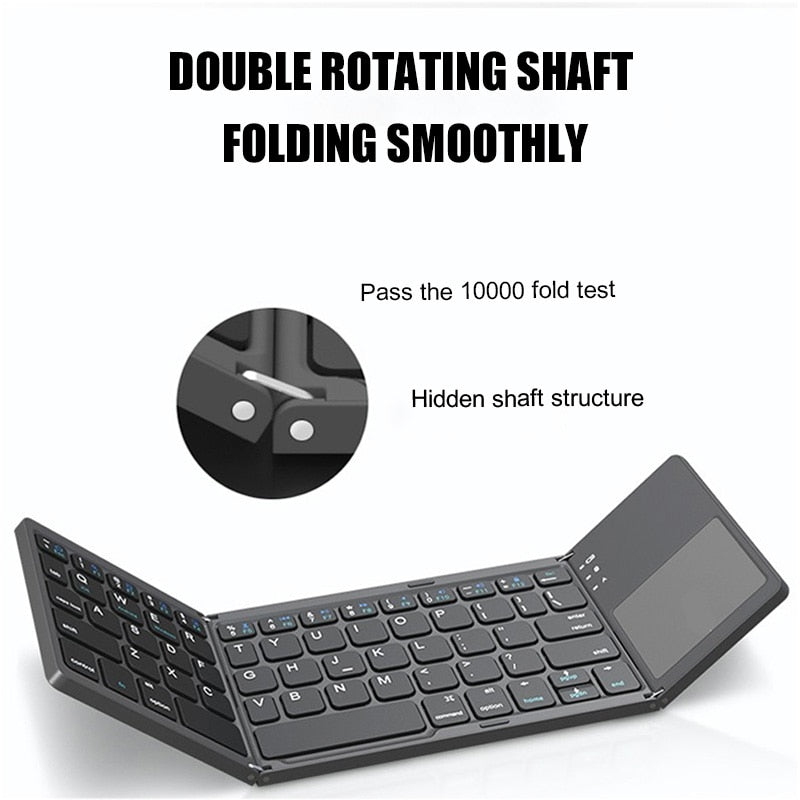 Mini folding keyboard Touchpad Bluetooth 3.0 Foldable Wireless Keypad for Windows,Android,ios Tablet ipad Phone