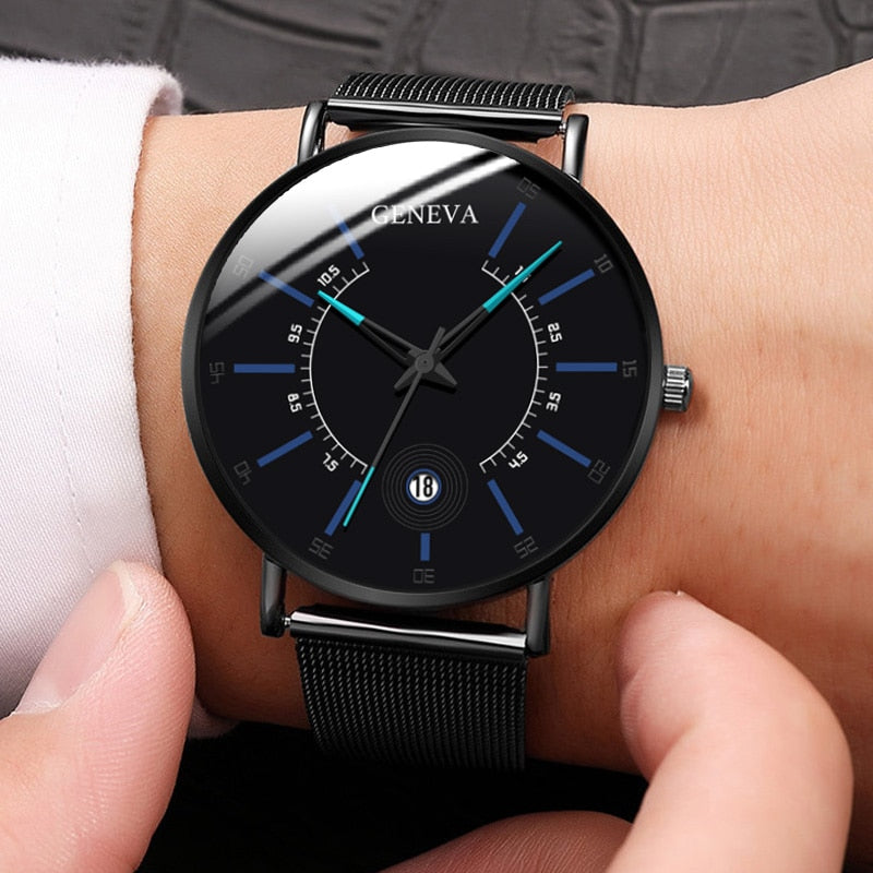 Men Watches 2021 Luxury Fashion Mens Business Watch Ultra Thin Thin Stainless Steel Mesh Belt Quartz Wrist Watch reloj hombre