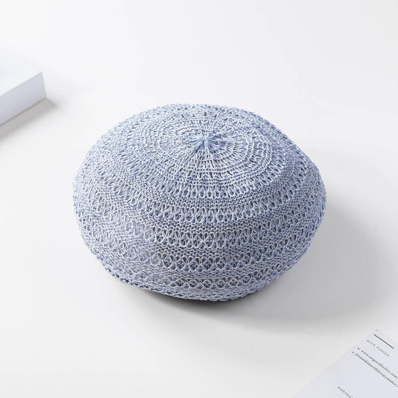 2021 Summer Beret Hats For Women Flat Cap Knit Hollow lace beret Hats Lady Girl Berets Hat Bone Female Tocas Painter Hat sun cap - Surprise store