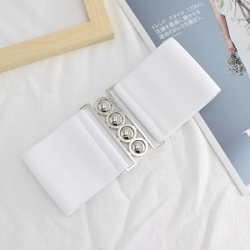 Women's wide belt female designer thick body belt belt fashion elastic dress female luxury white belt elastic red waist 19